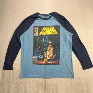 Star Wars Raglan Shirt XL Comic Cover Graphic Blue Long Sleeve